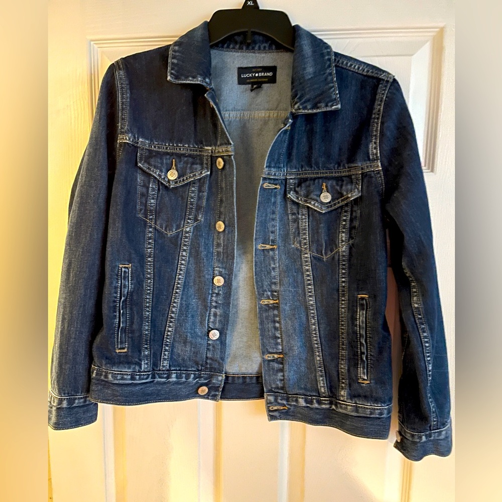 Lucky Brand Denim Trucker Jean Jacket Cotton Stretch Blue 4 Pockets